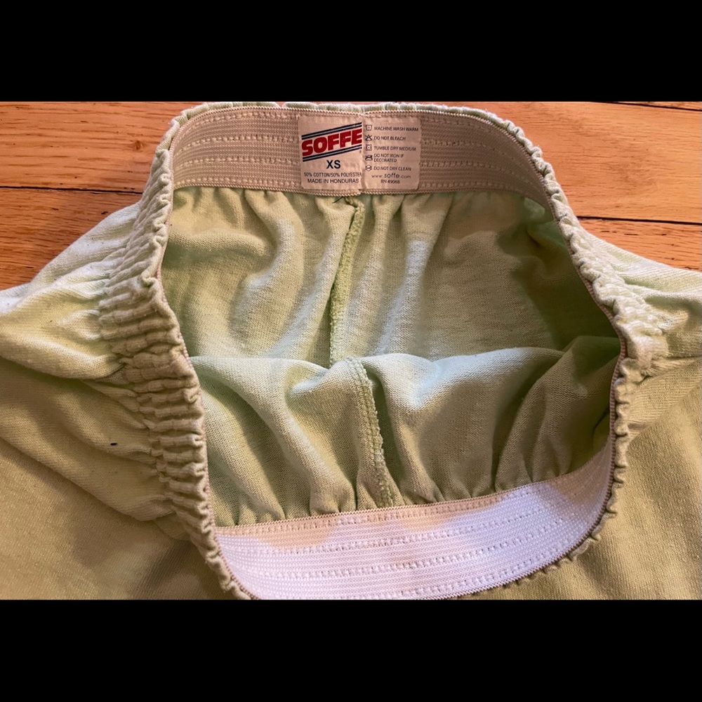 Vintage 90s Soffe Mint Green Blank Cotton Polyester Cheer Gym Shorts XS - Picture 2 of 7